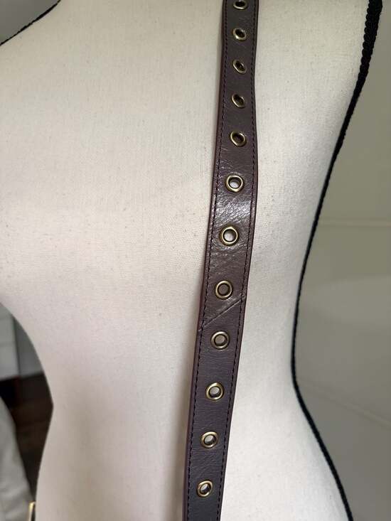 HOBO Treaty Gray Metallic Leather Crossbody Bag with Studded Strap - Picture 6 of 9